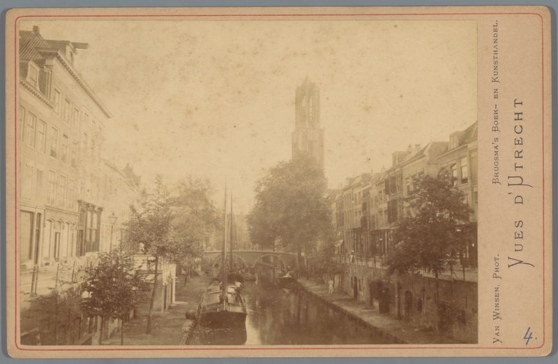 Paisagem de Utrecht com canal e a Torre Dom, impressão em albumina de Van Winsen