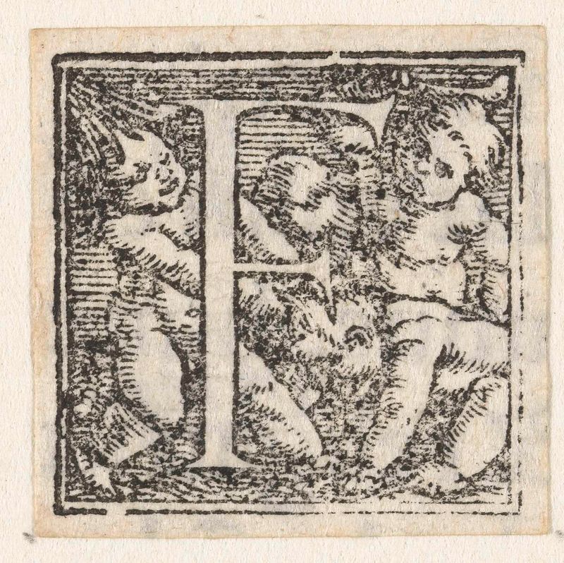 Dibujo figurativo de tres niños, uno en manos y rodillas, de Hans Holbein, papel