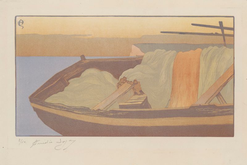 Les Filets (Yport) by Amédée Joyau, impressionism, marine scene