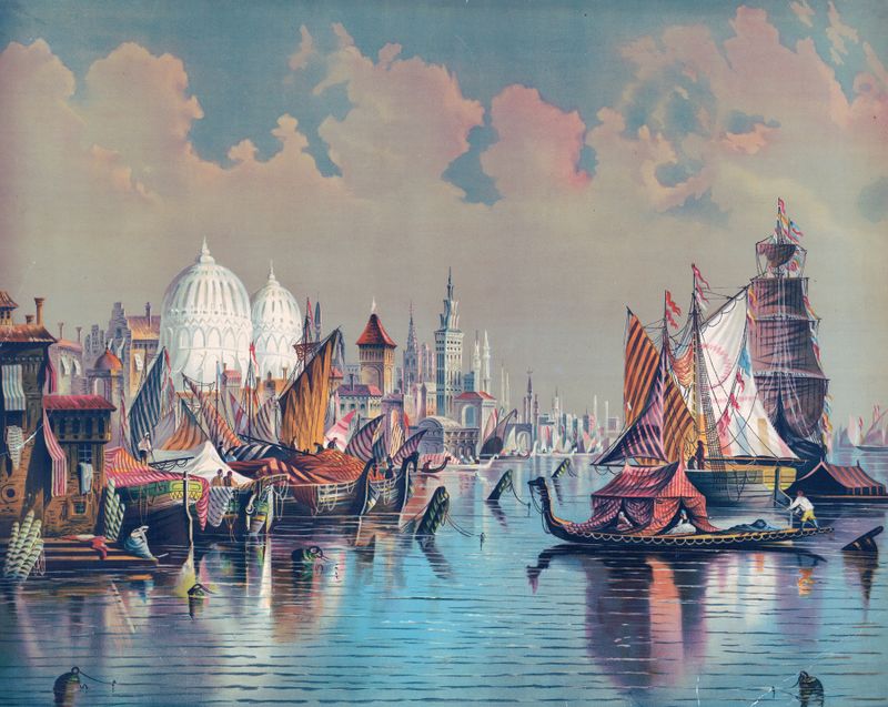 Pintura a óleo impressionista que retrata um canal em Veneza de Unknown Artist