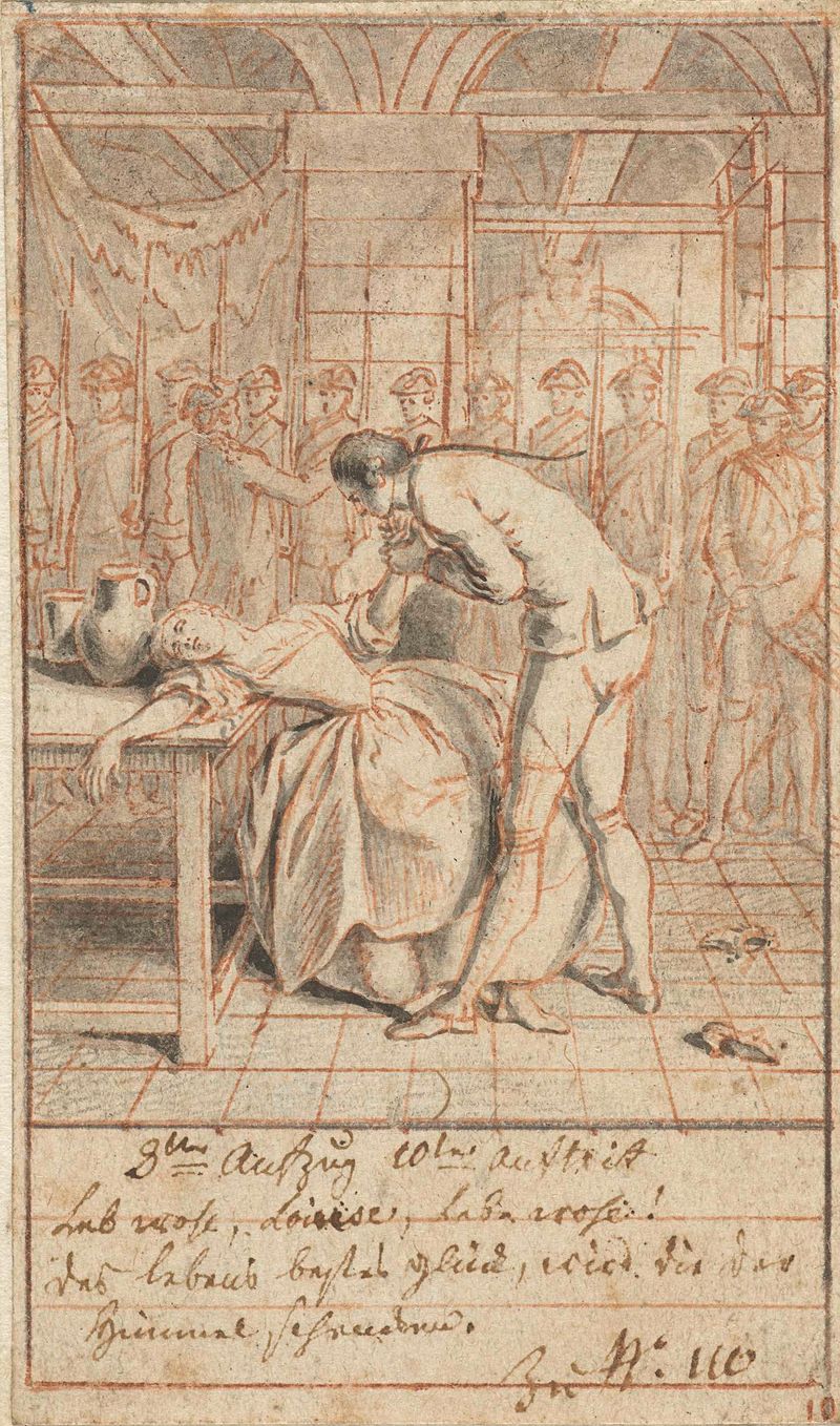 Engraving by Daniel Nikolaus Chodowiecki depicting a man leaning over a fainted woman.