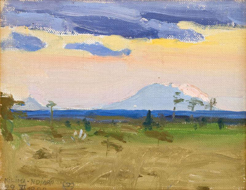 Kilima-Ndjaro, a landscape oil painting by Akseli Gallen-Kallela featuring a majestic mountain.