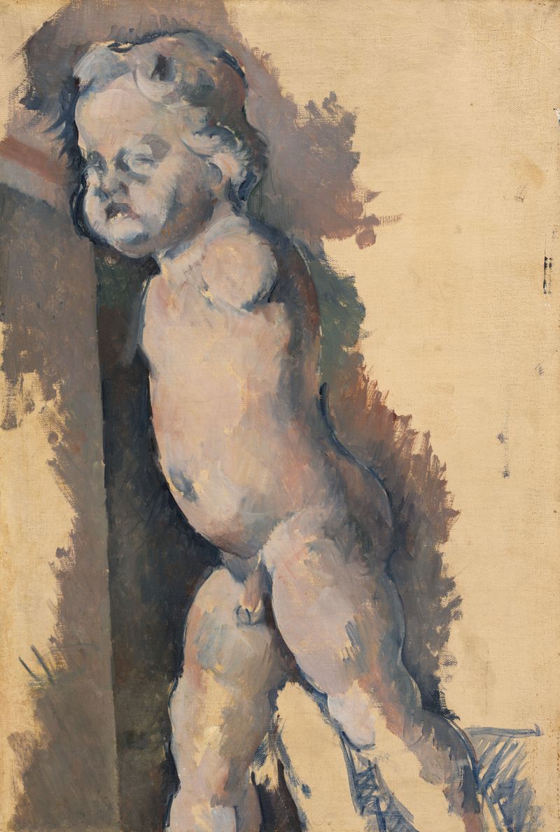 Plaster Cupid de Paul Cezanne, óleo sobre lienzo que representa un cupido travieso en tonos apagados