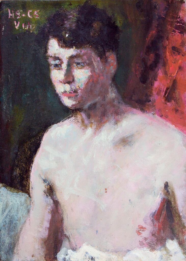 Retrato de un joven sin camisa, óleo sobre lienzo de Denman Waldo Ross