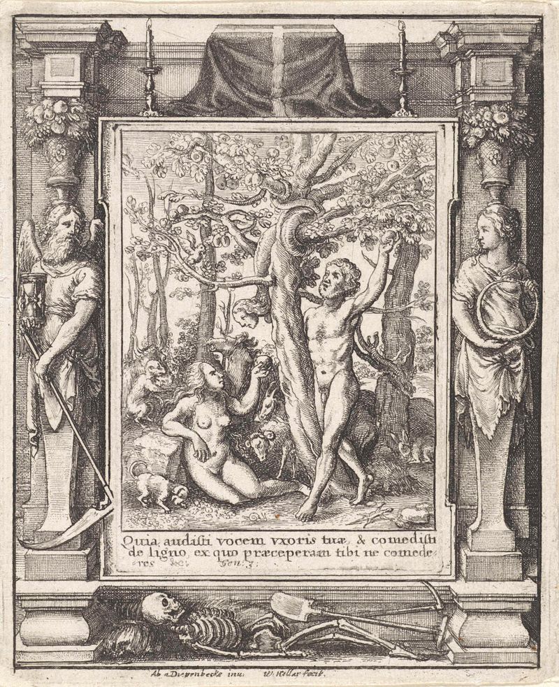 Gravura figurativa de Wenceslaus Hollar com linhas intrincadas e luz.