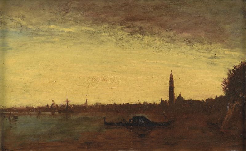 Venise au Crépuscule by Félix Ziem, oil painting depicting twilight over Venice with water reflections.