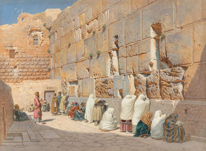 The Wailing Wall in Jerusalem, oil painting by Carl Friedrich Heinrich Werner