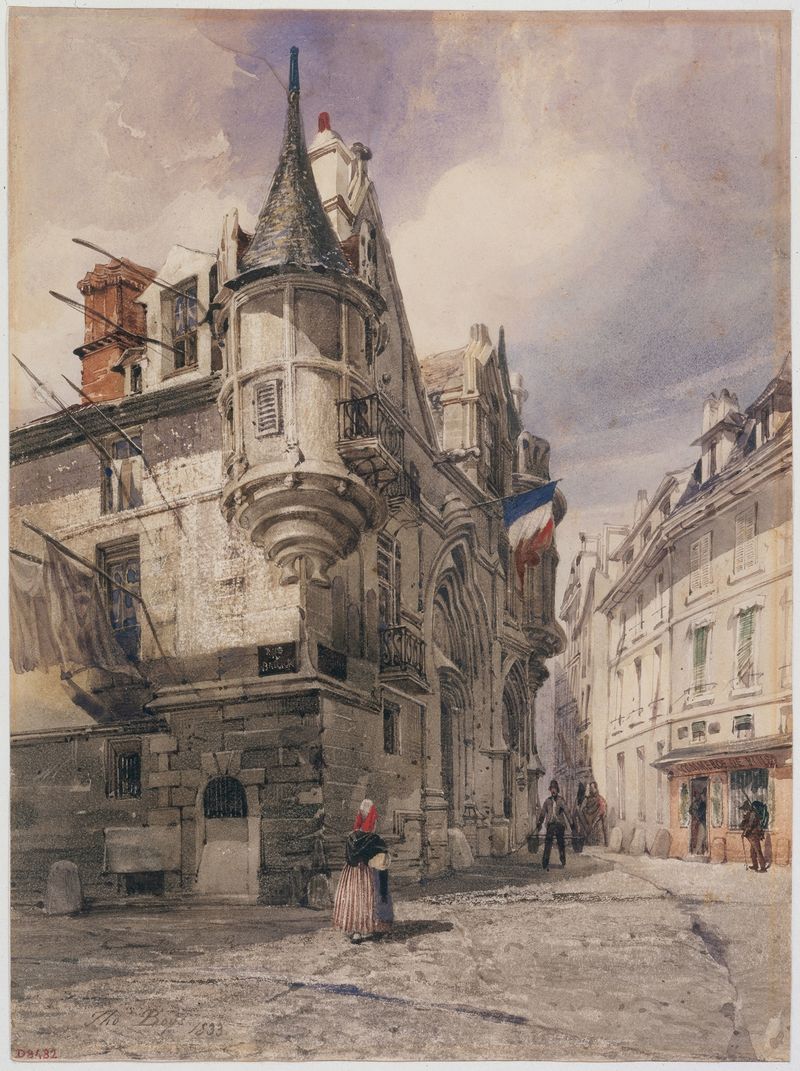 L’Hôtel de Sens, rue du Figuier by Thomas Shotter Boys, architectural scene, oil painting