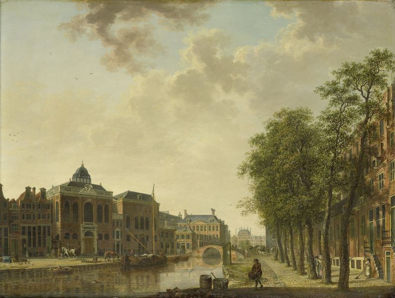 Cena de gênero de um mercado em Amsterdã por Hendrik Keun, óleo sobre tela