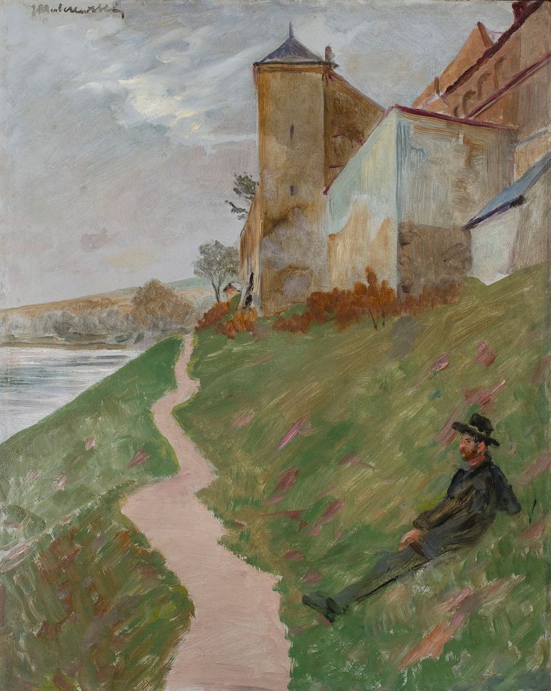 Paisagem com o mosteiro dos Norbertinos, pintura a óleo de Jacek Malczewski.