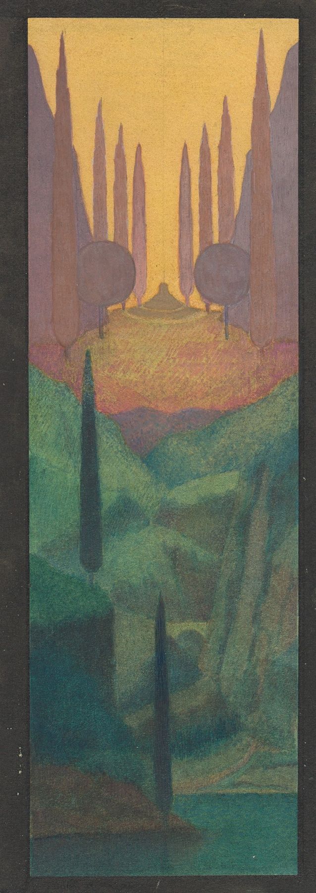 A Monument in a Mountainous Landscape by Herbert Crowley, oil on canvas