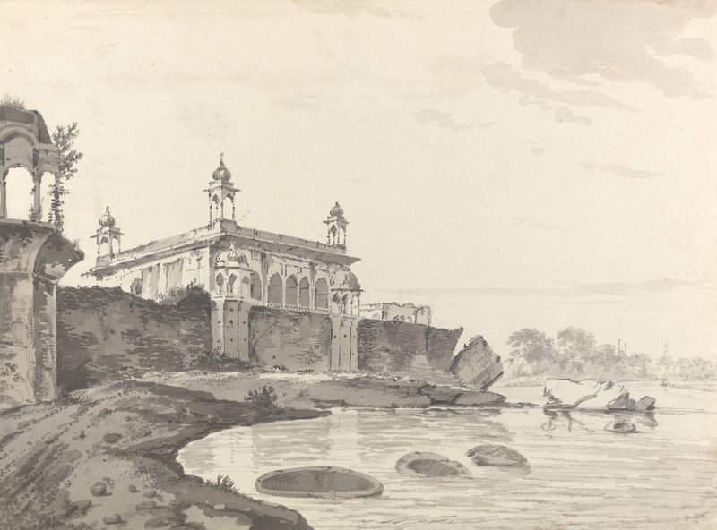 Drawing by William Hodges depicting a landscape with light and shadows, 1780-1788.