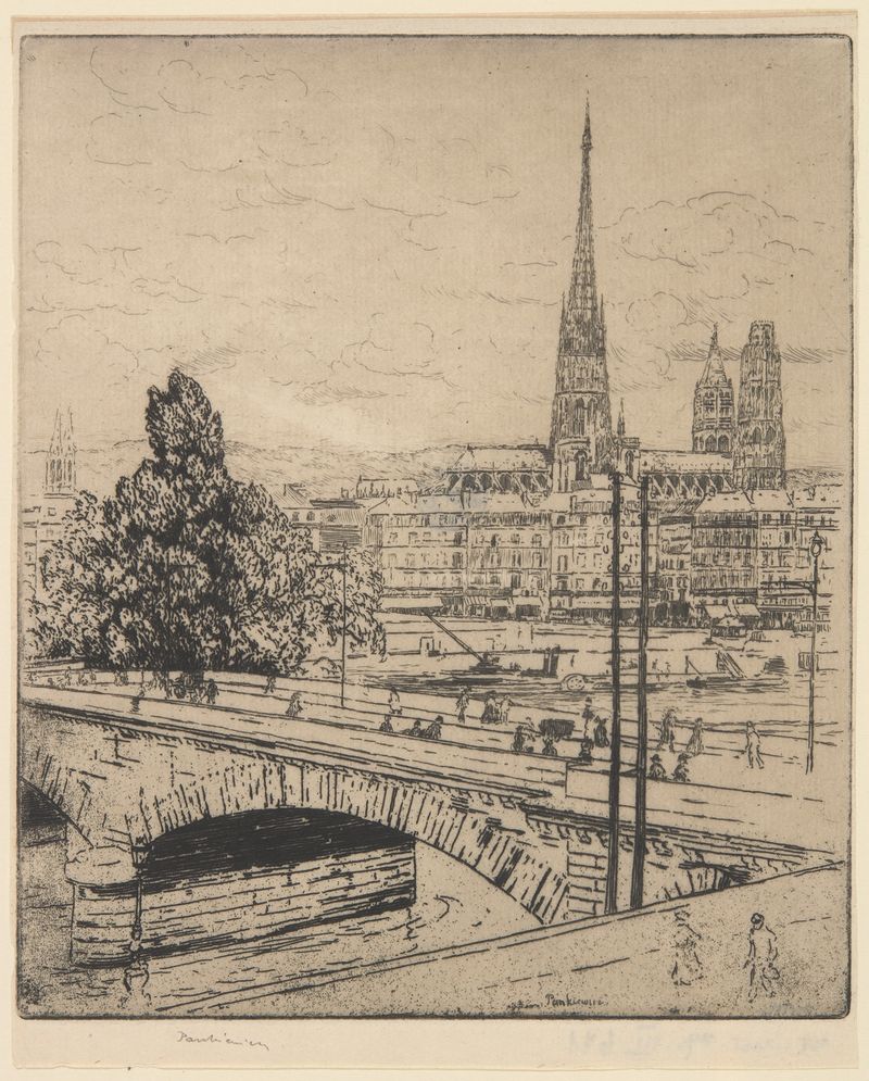 Vista da Catedral em Rouen por Józef Pankiewicz, pintura a óleo