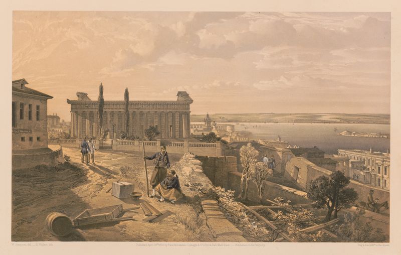 Iglesia de San Pedro y San Pablo de William Simpson, tinta sobre papel