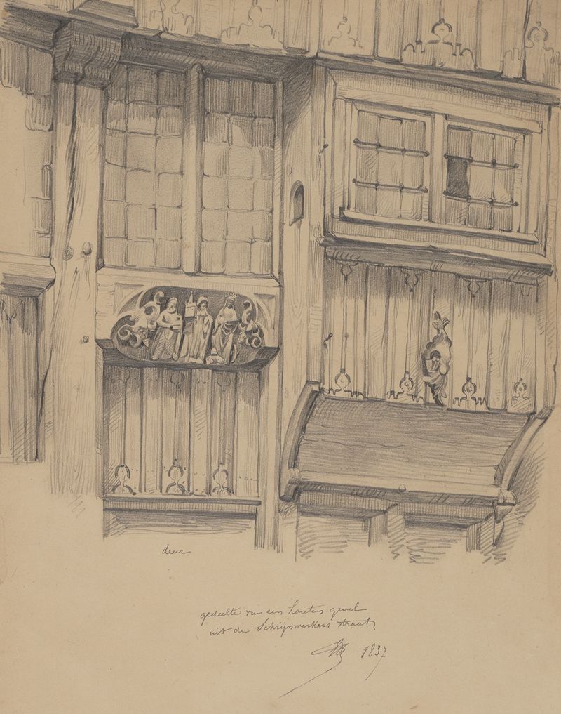 Woodwork facade by Edward Dujardin, oil on canvas