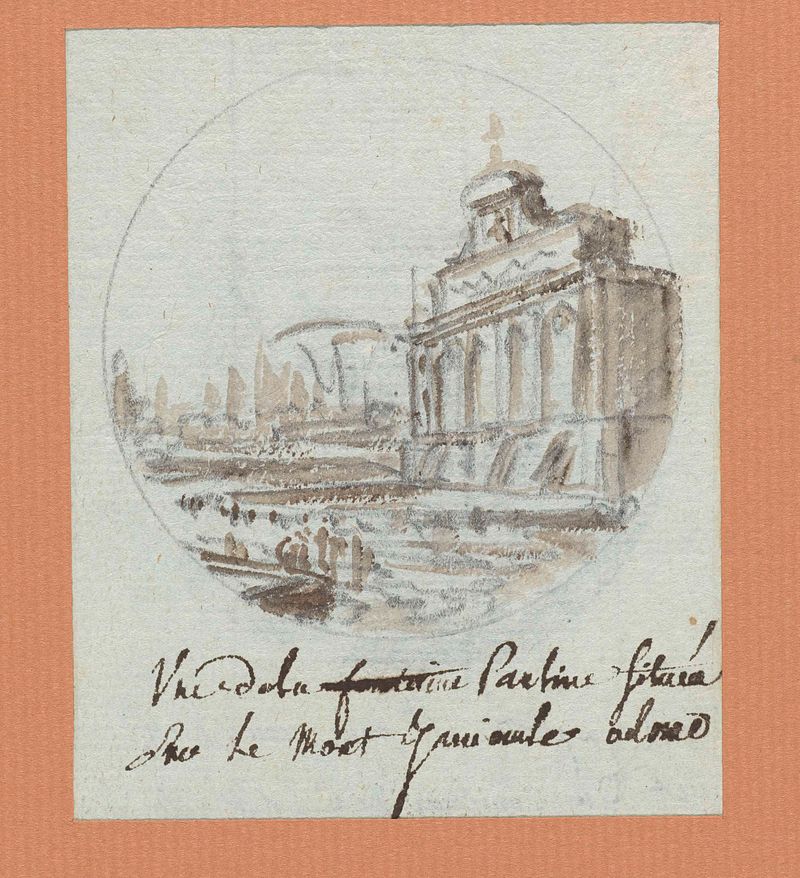 Fuente al atardecer, agua fluyendo, estilo Romanticismo de Victor Jean Nicolle
