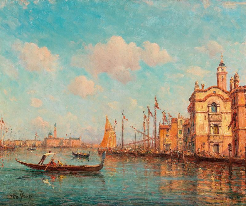 Venice landscape with San Giorgio Maggiore, oil on canvas by Henry Malfroy
