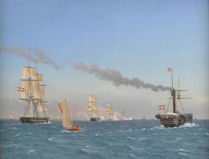 Christian VIII A bordo de su vapor ‘Ægir’, óleo sobre lienzo de Christoffer Wilhelm Eckersberg