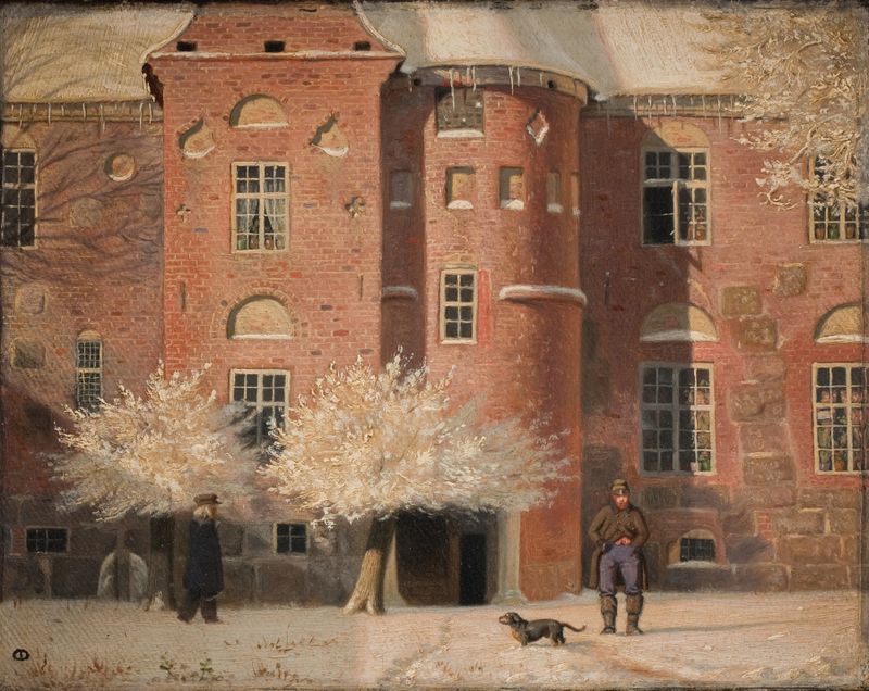 Paisaje de La Mansión de Krabbesholm en Jutlandia por Christen Dalsgaard, pintura al óleo