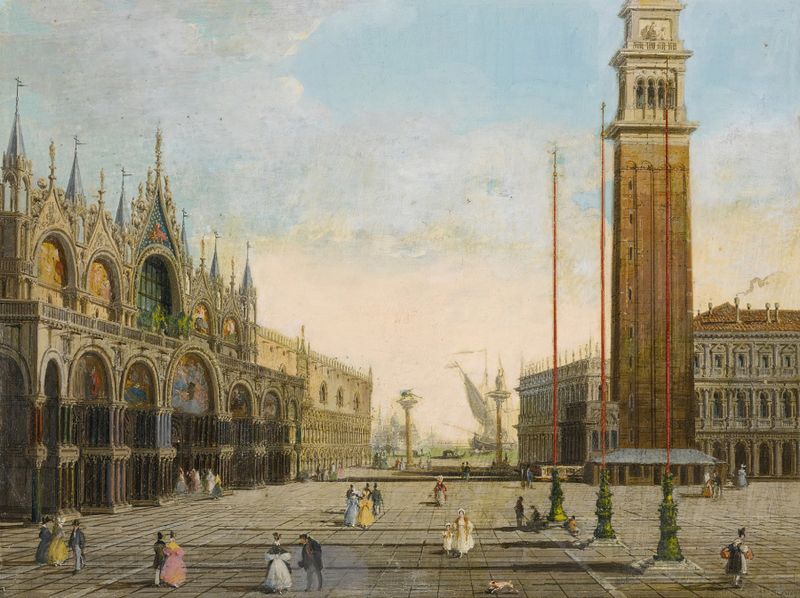 View of St. Mark's Square with lagoon and San Giorgio Maggiore, oil on canvas by Giuseppe Bernardino Bison