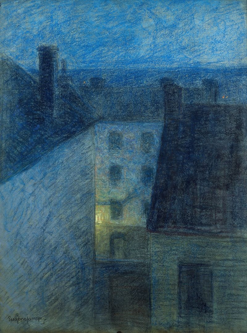 Portrait of a woman illuminated by dusk light, oil on canvas by Eugène Jansson