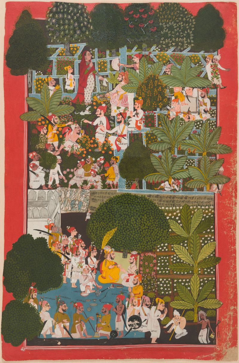 Revels in a Garden de Kunwar Ajit Singh, aquarela sobre papel por Pemji