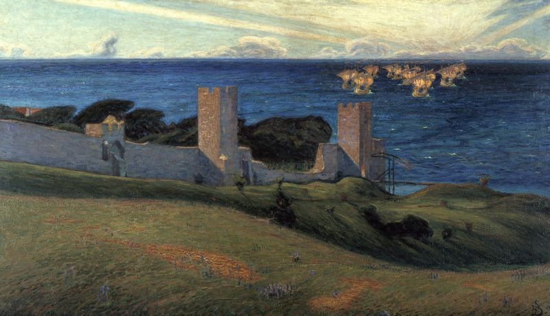 Impressionist landscape by Richard Bergh, depicting twilight over Visby
