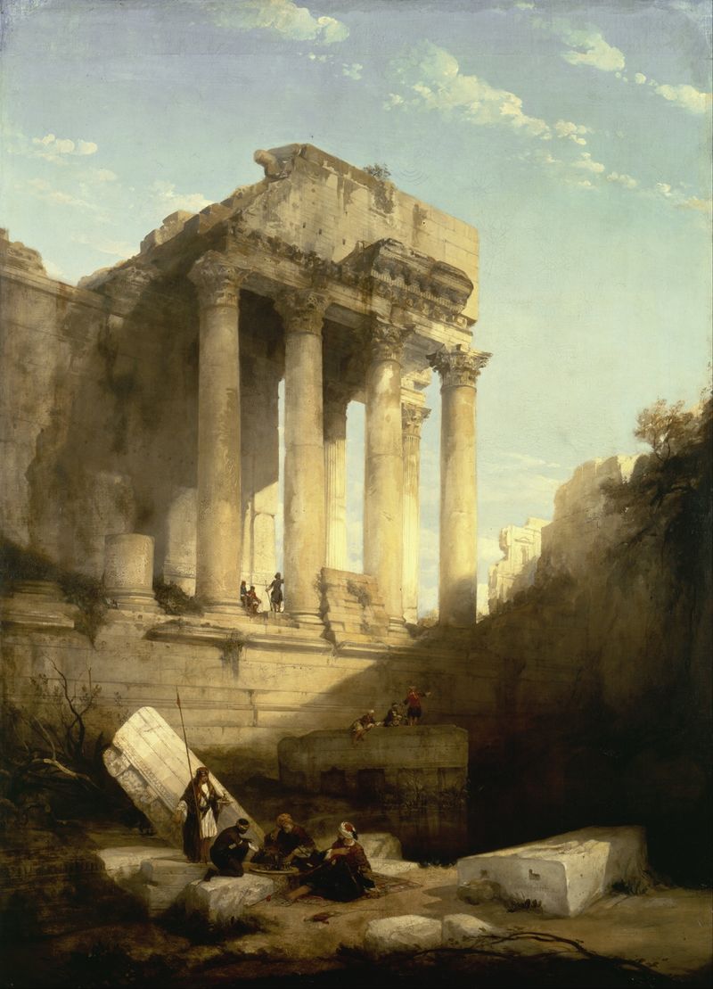 Ruínas do Templo de Baco, óleo sobre tela de David Roberts
