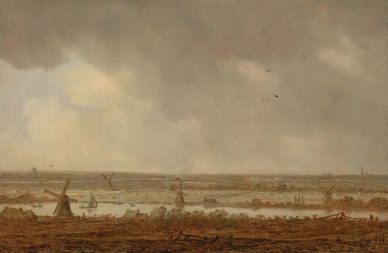 Polder Landscape de Jan van Goyen, pintura al óleo que representa un paisaje holandés sereno