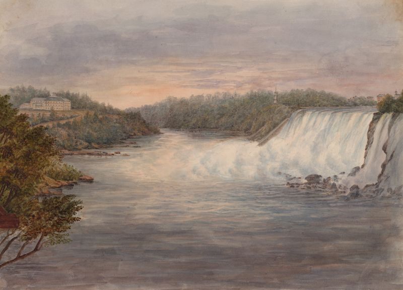 Clifton House & Niagara, 1846 by Michael Seymour, landscape scene with architecture and nature