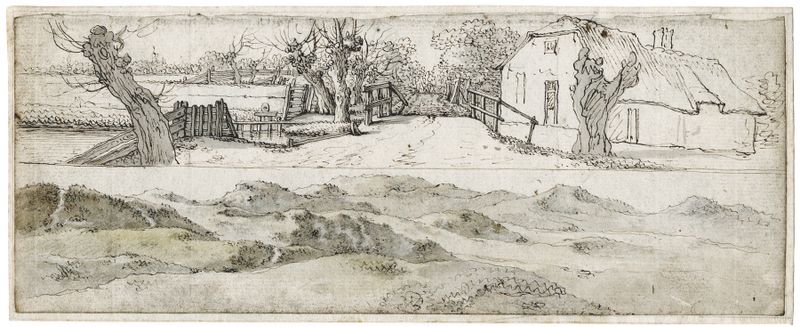 Paisaje con suaves colinas en colores apagados de Barend Hendrik Thier, pintura al óleo