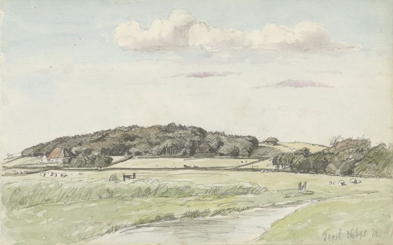 Landscape with vibrant sky and clouds by Jan Hoynck van Papendrecht, oil painting