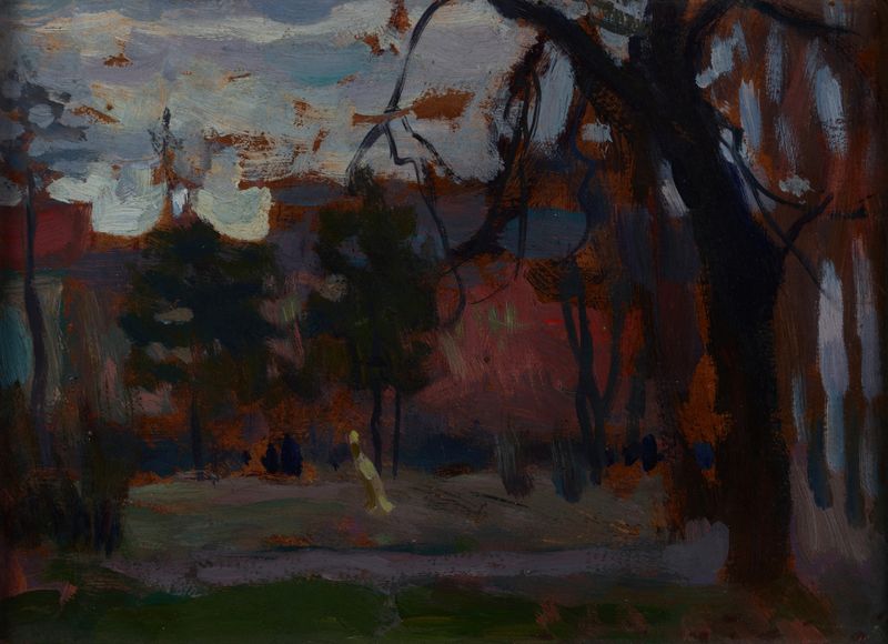 Planty Park in Spring, oil on canvas by Jan Stanisławski, depicting a vibrant spring landscape