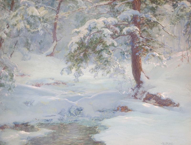 Winter landscape with snow and trees, oil painting by Walter Launt Palmer