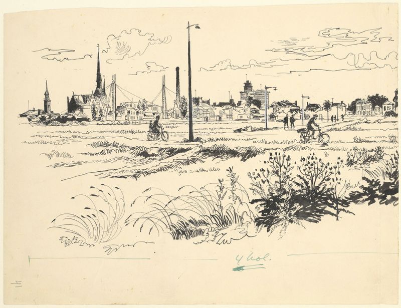 Landscape of Gezicht op Koog aan de Zaan, oil on canvas by Maarten Oortwijn