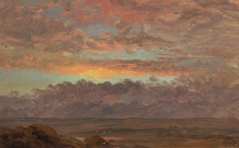 Paisaje de Looking Across the Hudson Valley, New York de Frederic Edwin Church, pintura al óleo