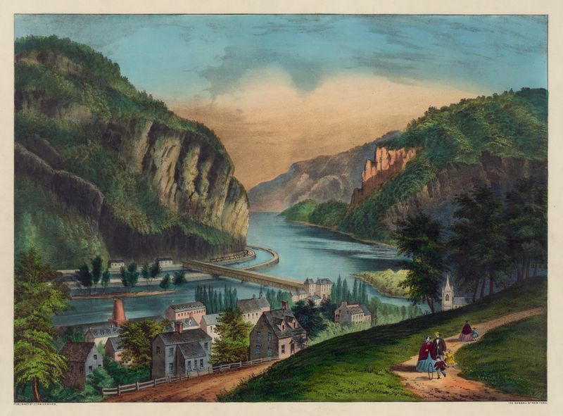 Vista da paisagem de Harpers Ferry, Va. por Currier & Ives, meio desconhecido