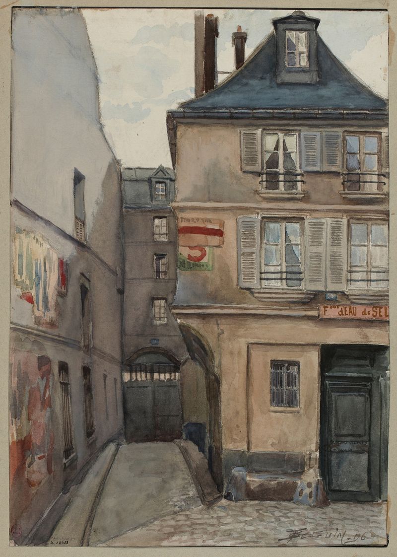 Arquitectura de viejos edificios en París por F. Séguin, 1896, realismo