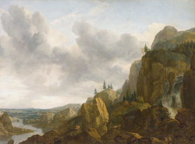Northern Mountain Landscape with Waterfall, oil on canvas by Allaert van Everdingen