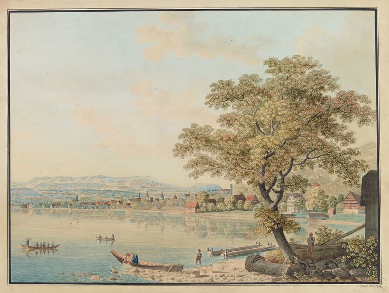 Landscape of Zug, Ortsteilansicht by David Alois Schmid, oil on canvas