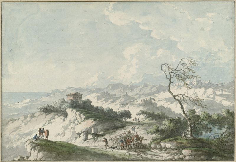 Landscape of the Agrigento countryside by Claude-Louis Châtelet, oil painting.
