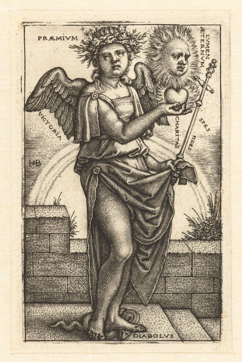 Grabado de Unknown Artist que representa una figura divina con luz y halo.