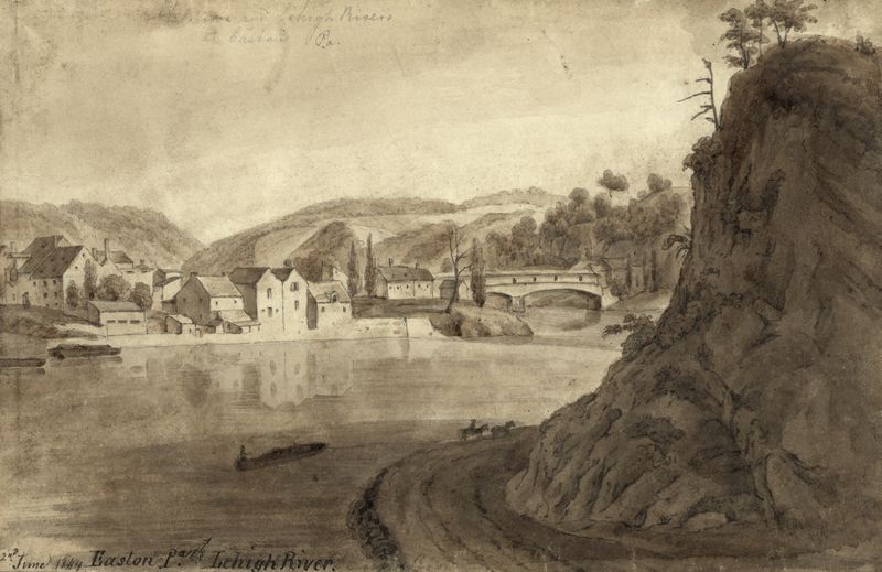 Delaware and Lehigh rivers landscape, oil painting by Augustus Köllner