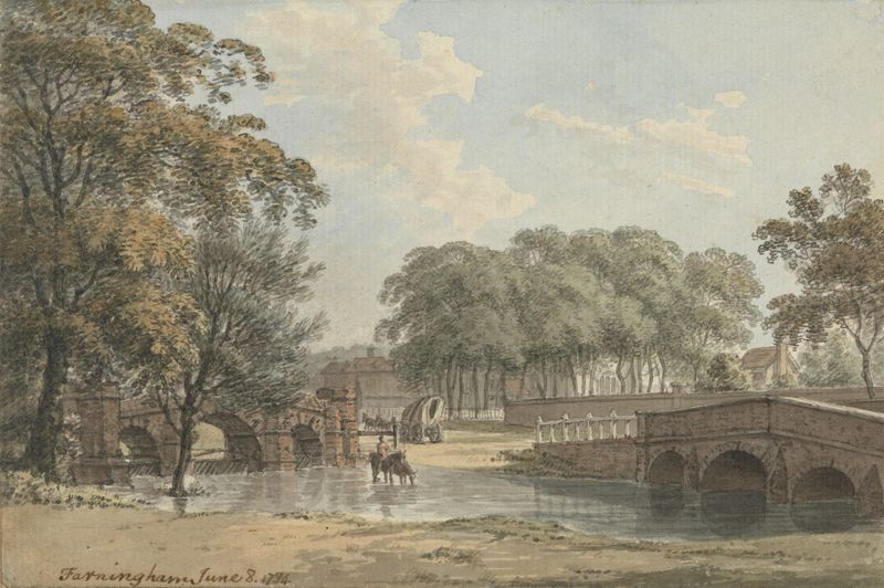 Paisagem com um riacho e flores silvestres de Benjamin Thomas Pouncy, 1784