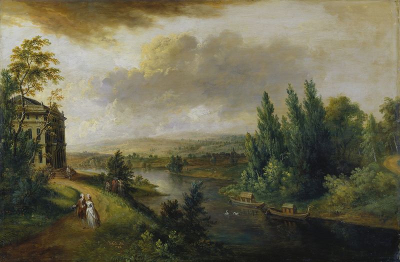 Schönbusch Castle cerca de Aschaffenburg, óleo sobre lienzo de Christian Georg Schütz el anciano