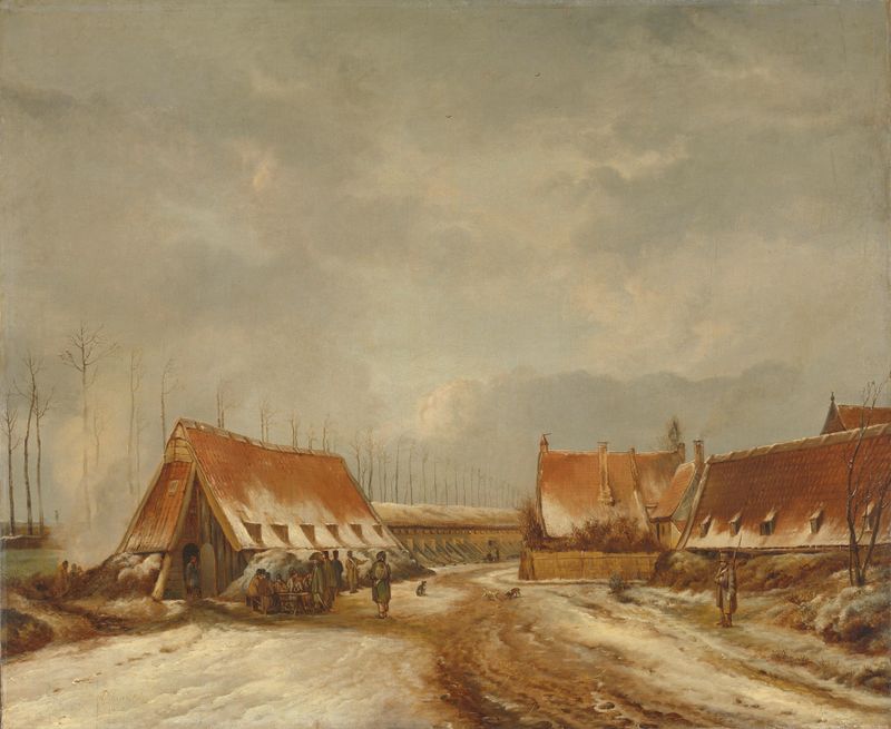 Landscape featuring a fortress, oil painting by Pieter Gerardus van Os