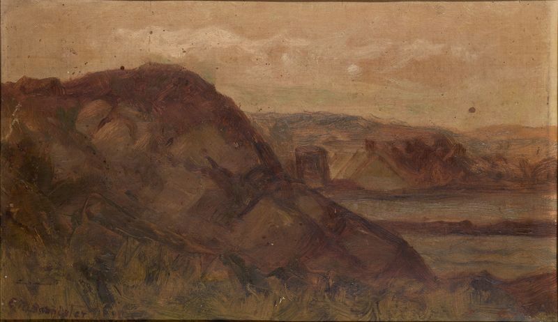 Paisaje con rocas, óleo sobre lienzo de Edward Mitchell Bannister