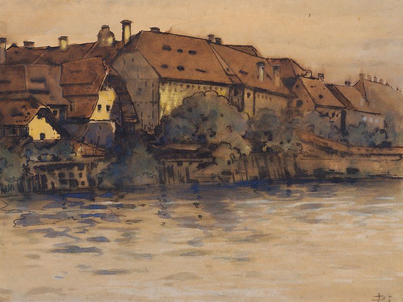 Architecture of Das Ursulinenkloster in Graz, oil on canvas by Leo Diet