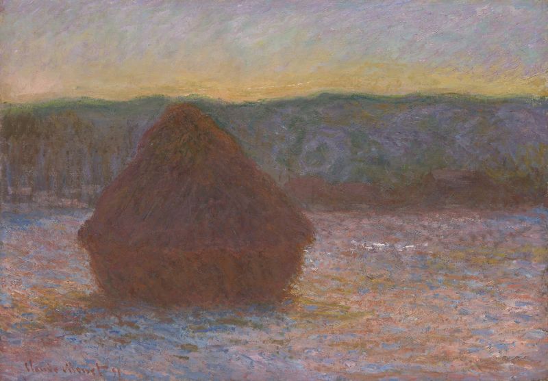 Stack of Wheat (Thaw, Sunset) óleo de Claude Monet