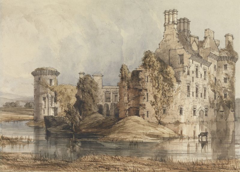 Gravura de Caerlaverock Castle por Robert William Billings